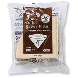 Filtro Papel Cafec Abaca sin blanquear 4 tazas (100 unidades)